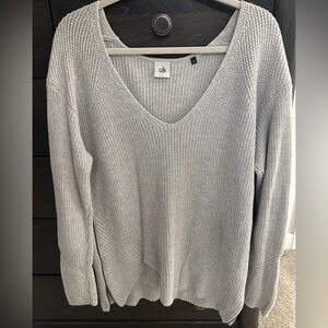 CAbi Women's Light Gray V-Neck Sweater